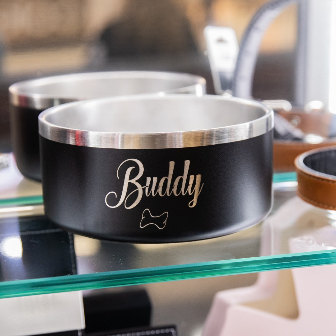 Black Peronsalised Dog Bowl