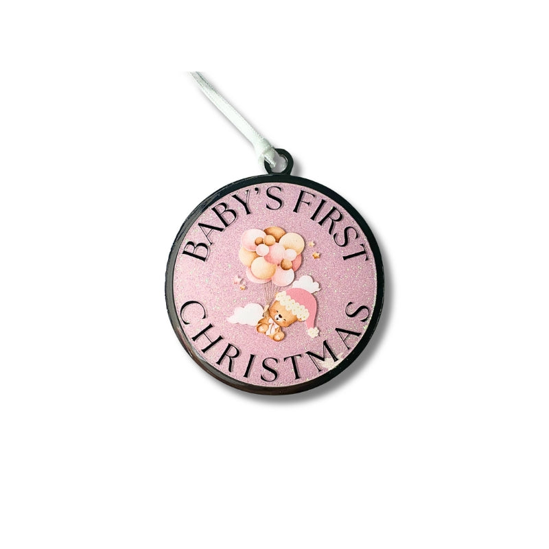Christmas Ornament - Baby's First Christmas - Pink