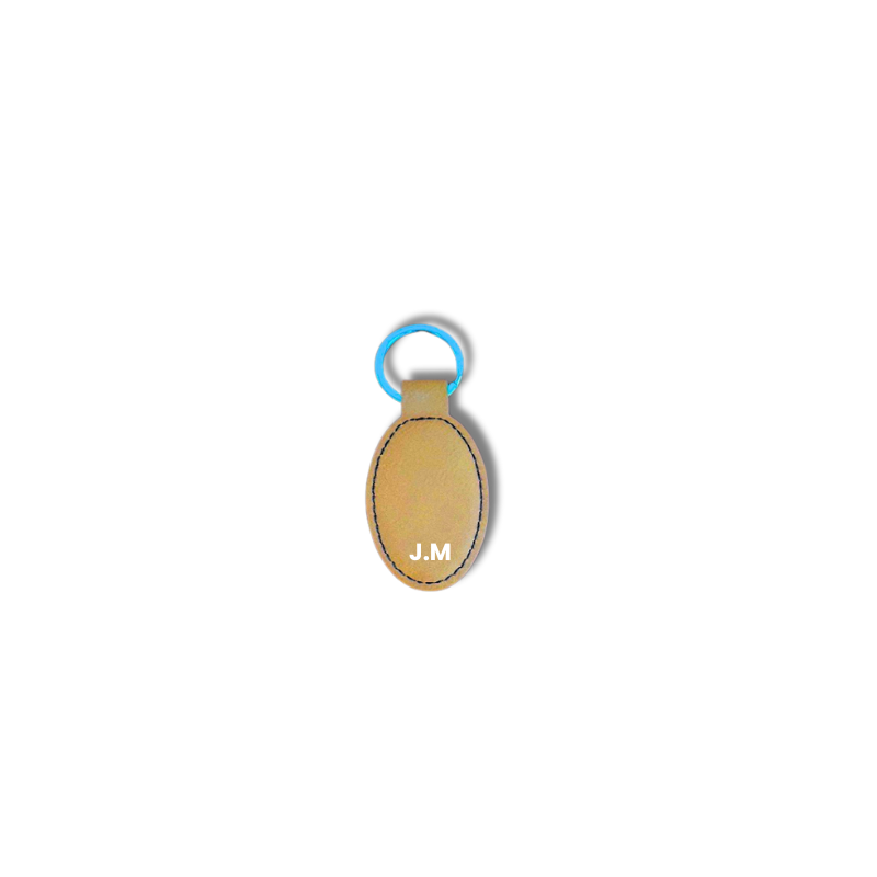 Brown Oval Leatherette Keyring