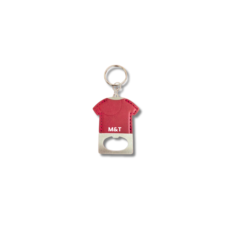 Red T-Shirt Leatherette Bottle Opener Keyring