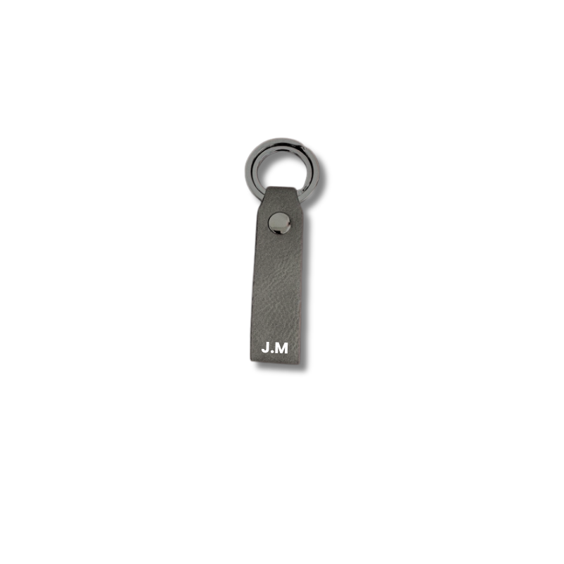 Grey Leatherette Loop Keyring