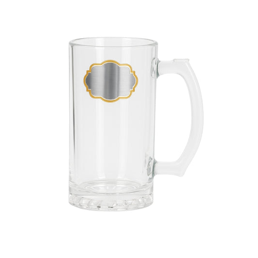 2 Tone Plaque Glass Stein