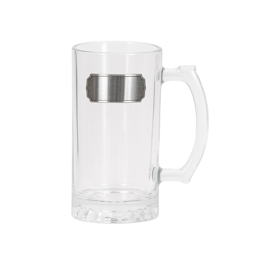 Silver Plaque Glass Stein