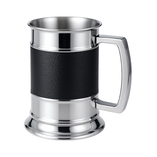 Black Leather Stainless Steel Tankard