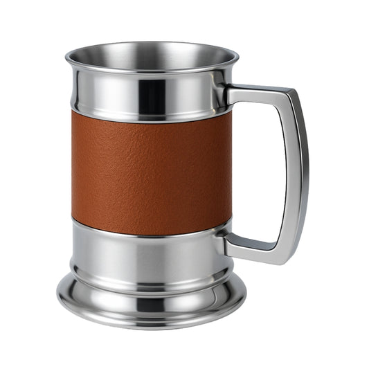 Brown Leather Stainless Steel Tankard