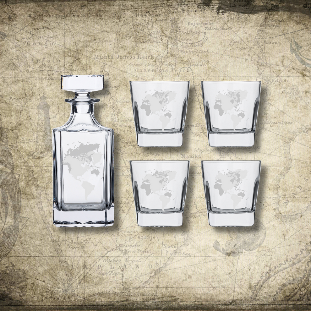 Whiskey Bottles - World Map Edition