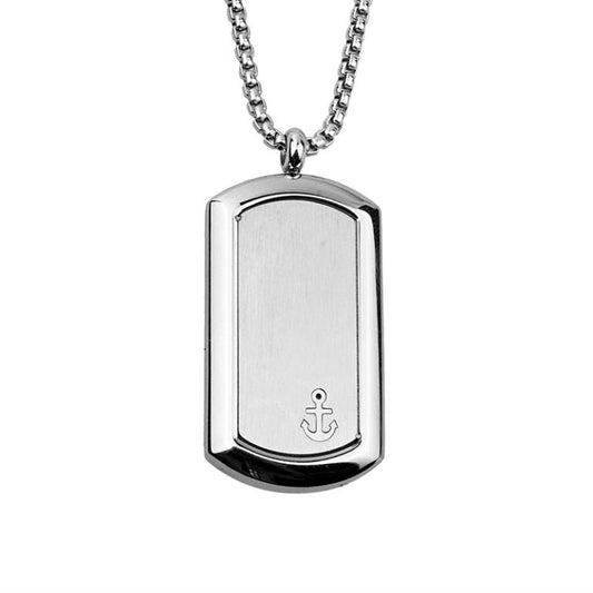 Men's Stainless Steel Dog Tag Pendant with Anchor