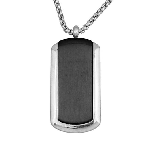 Men's Black & Silver Dog Tag Necklace