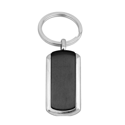 Two-Tone Dog Tag Keyring | Engravable Stainless Steel Keychain