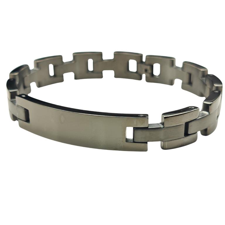 Personalised Stainless Steel Gunmetal ID Bracelet