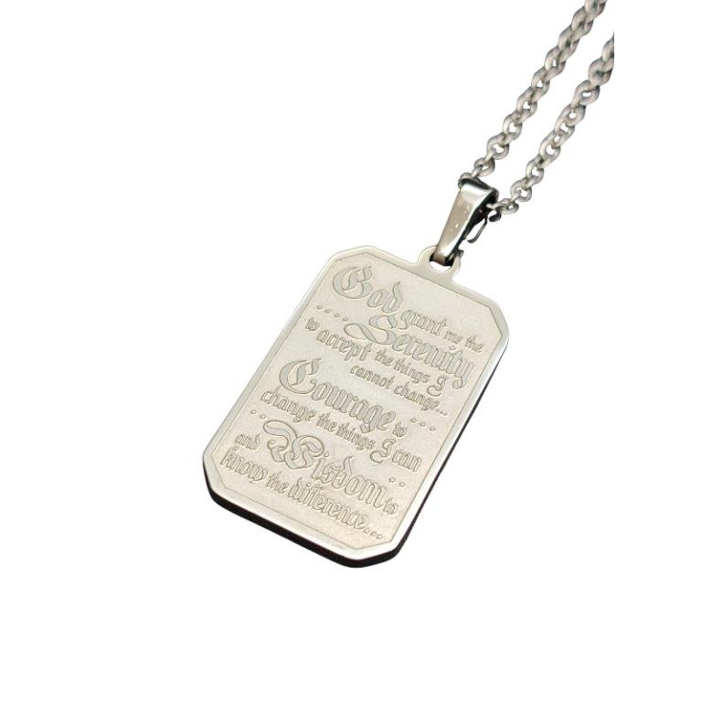 Serenity Prayer Stainless Steel Dog Tag Necklace