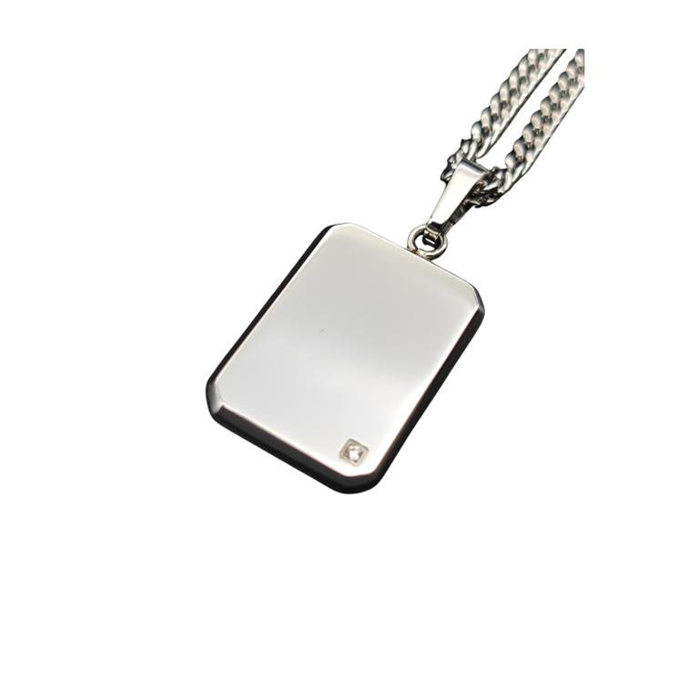 Personalised Stainless Steel Dog Tag Necklace with Stone