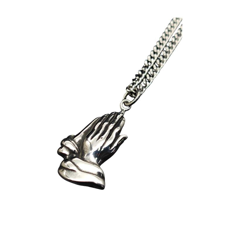 Stainless Steel Praying Hands Necklace