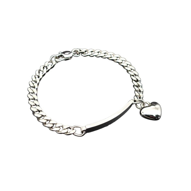 Personalised Stainless Steel ID Bracelet with Heart Charm