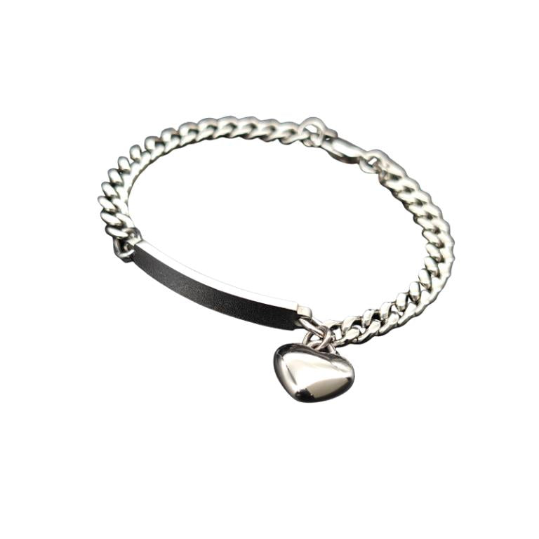 Personalised Stainless Steel ID Bracelet with Heart Charm