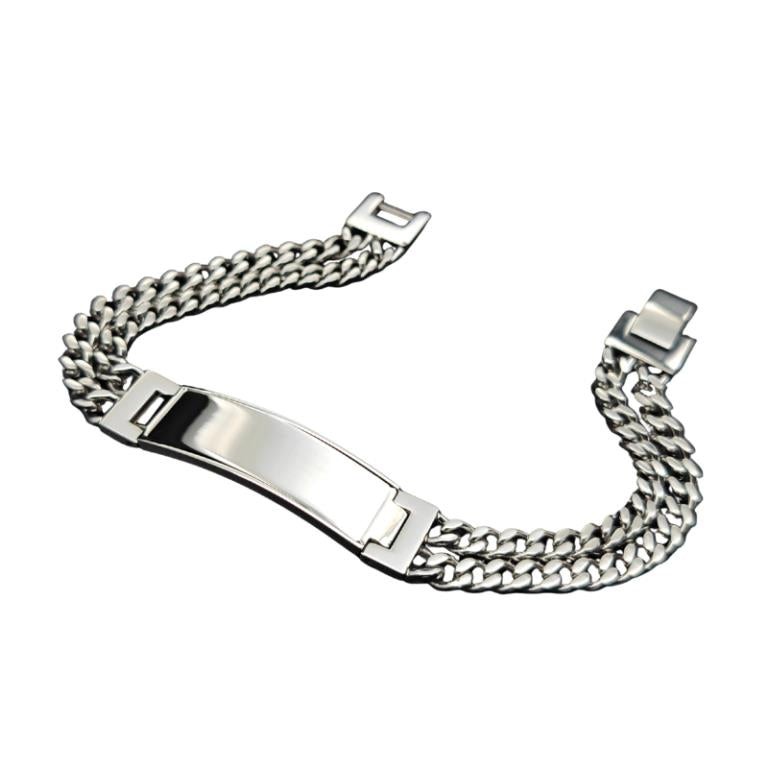 Personalised Stainless Steel ID Silver Bracelet for Men