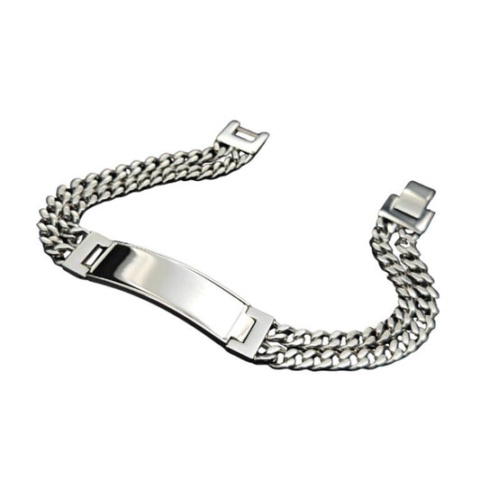 Personalised Stainless Steel ID Silver Bracelet for Men