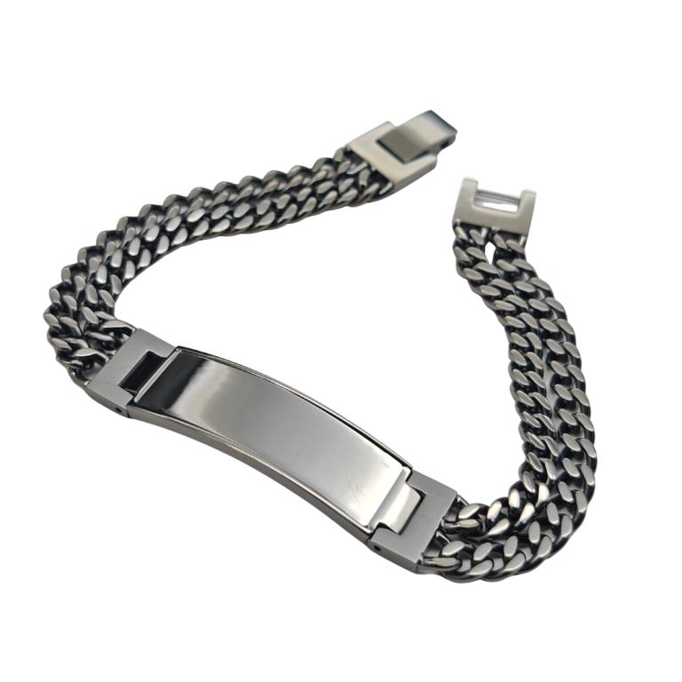 Personalised Stainless Steel Gunmetal Bracelet for Men