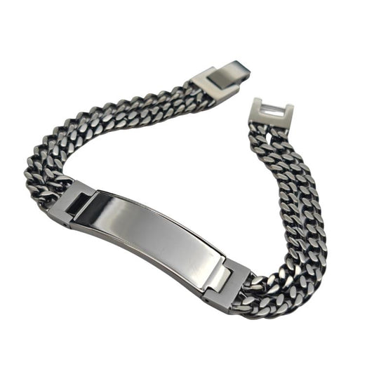 Personalised Stainless Steel Gunmetal Bracelet for Men