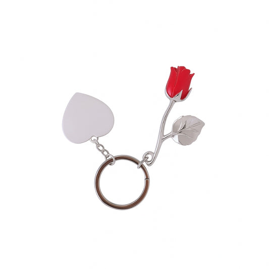Red Rose Engravable Keyring