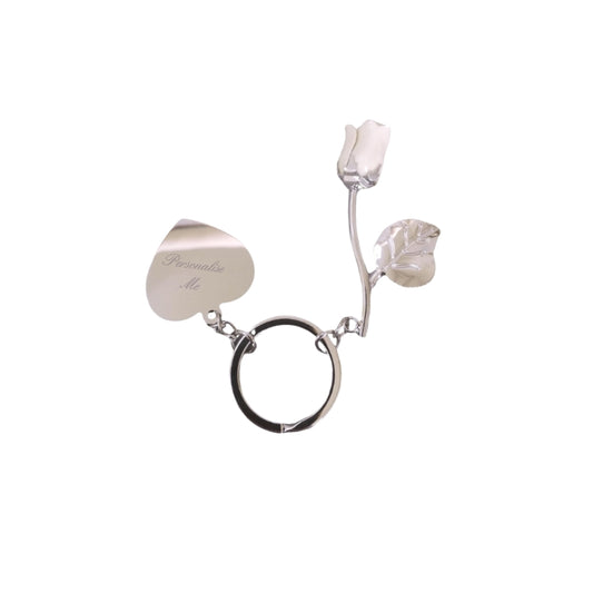 White Rose Engravable Keyring