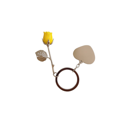 Yellow Rose Engravable Keyring