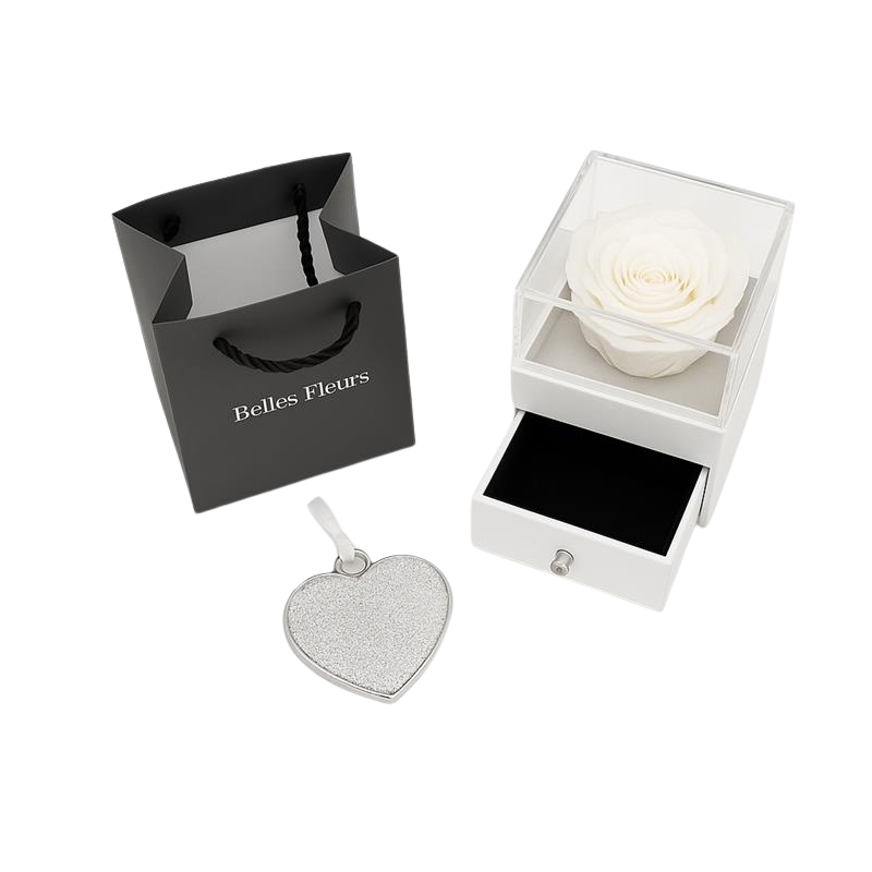 Preserved Rose & Gift Box - White
