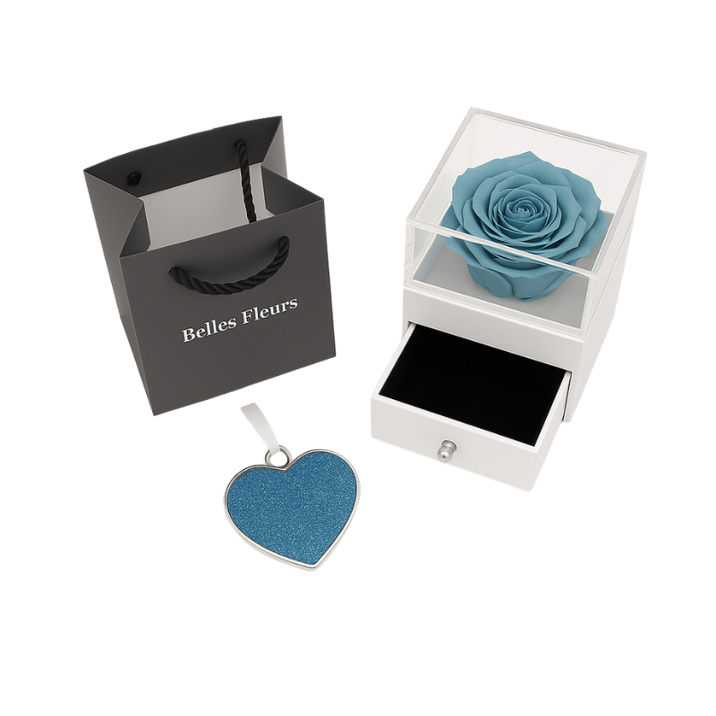 Preserved Rose & Gift - Blue