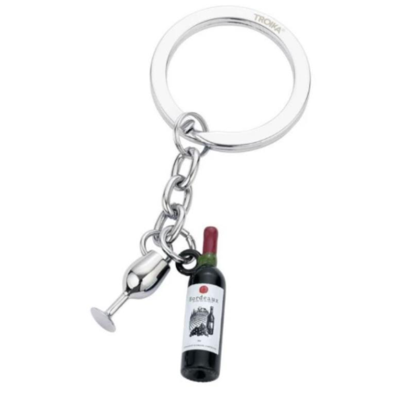 Troika Wine Bottle and Glass Keyring