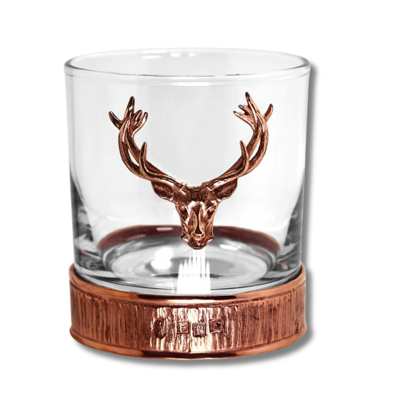 11oz Copper Majestic Stag Head Pewter Glass Tumbler