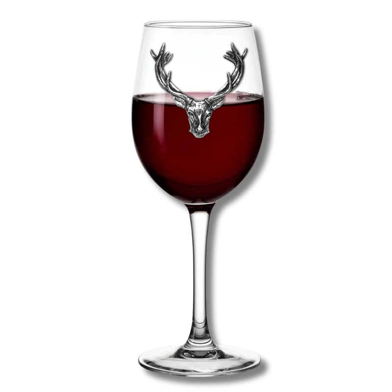 350ml Wine Glass With Pewter Stag Head