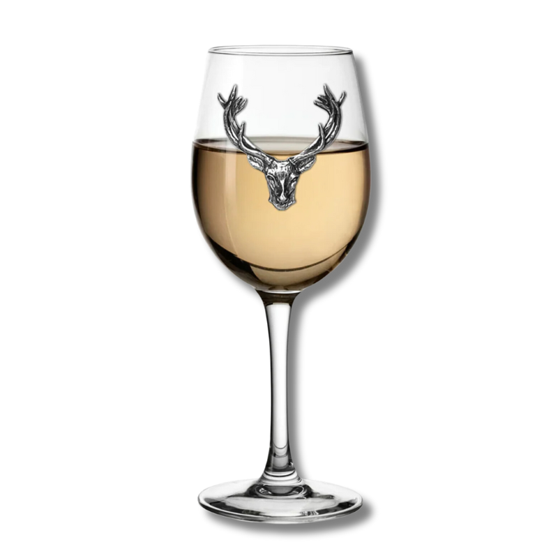 350ml Wine Glass With Pewter Stag Head