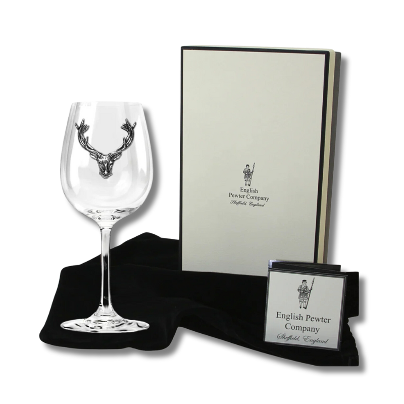 350ml Wine Glass With Pewter Stag Head