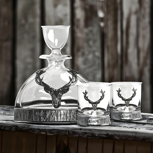570ml Majestic Stag Crystal & Pewter Decanter & Tumbler Set