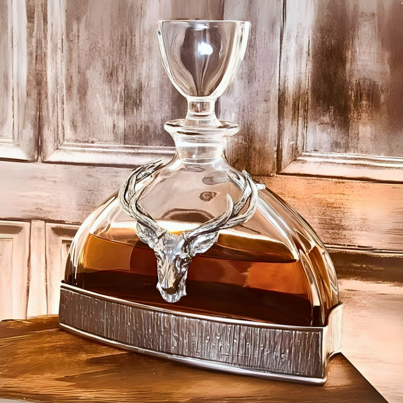 570ml Majestic Stag Crystal & Pewter Decanter & Tumbler Set