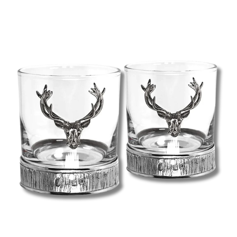 570ml Majestic Stag Crystal & Pewter Decanter & Tumbler Set