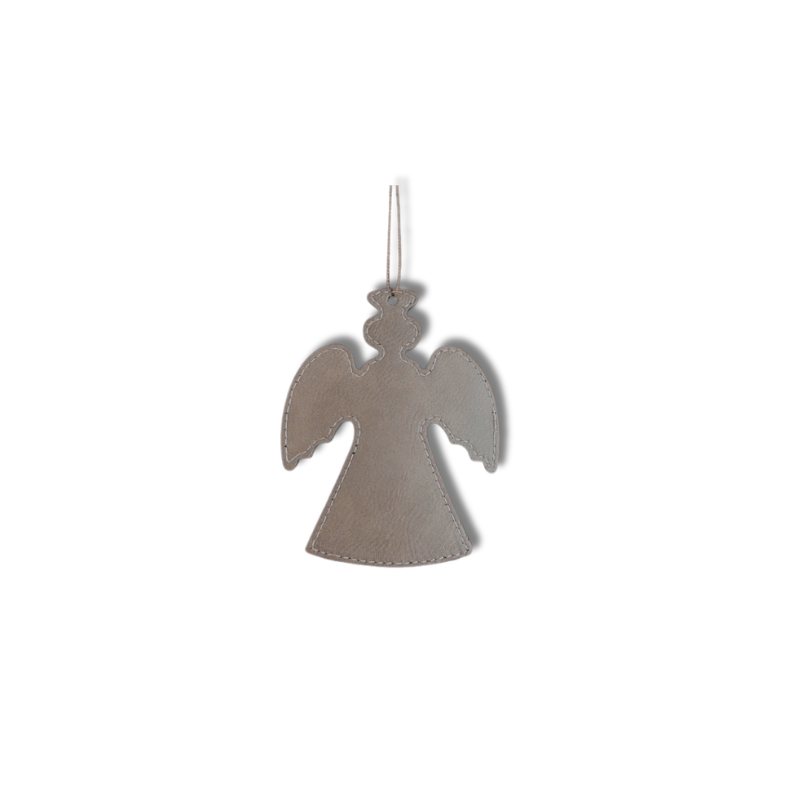 Brown Leatherette Angel Christmas Ornament