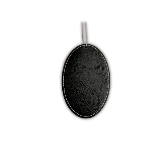 Black Oval Leatherette Christmas Ornament