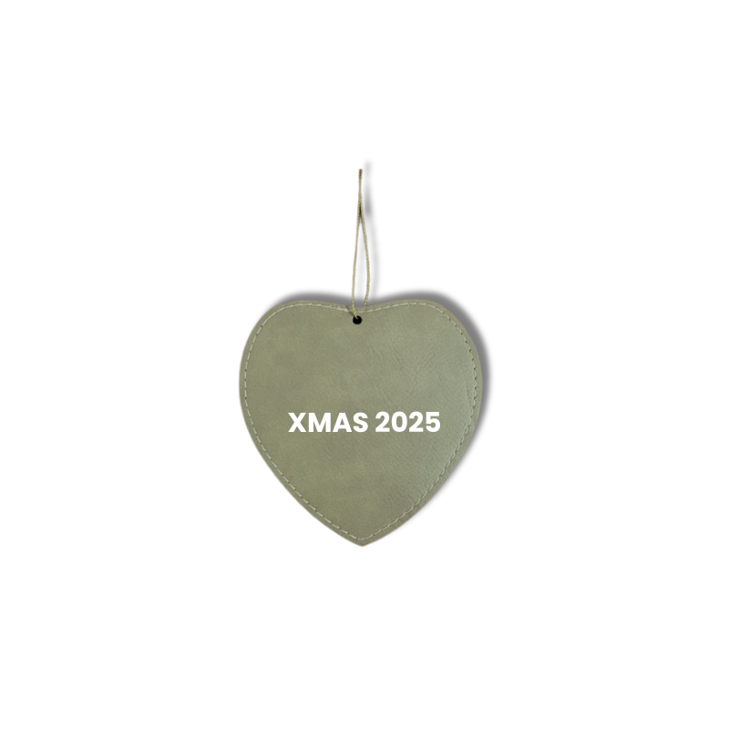 Brown Heart Leatherette Christmas Ornament