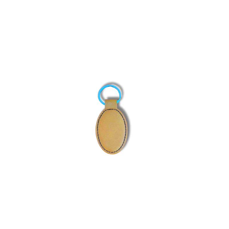 Brown Oval Leatherette Keyring