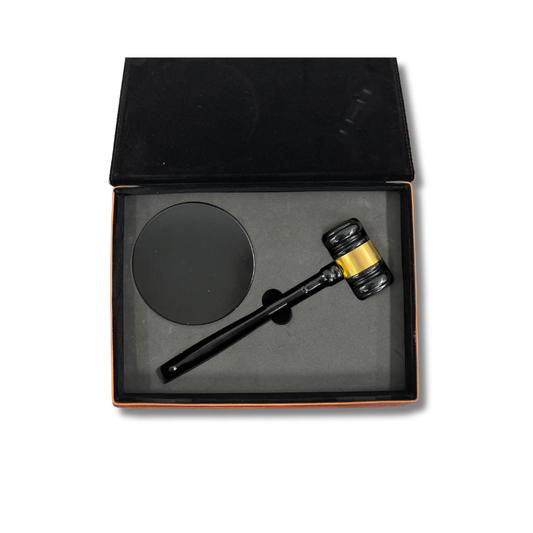 Gavel and Sound Block Set in Leatherette Gift Box