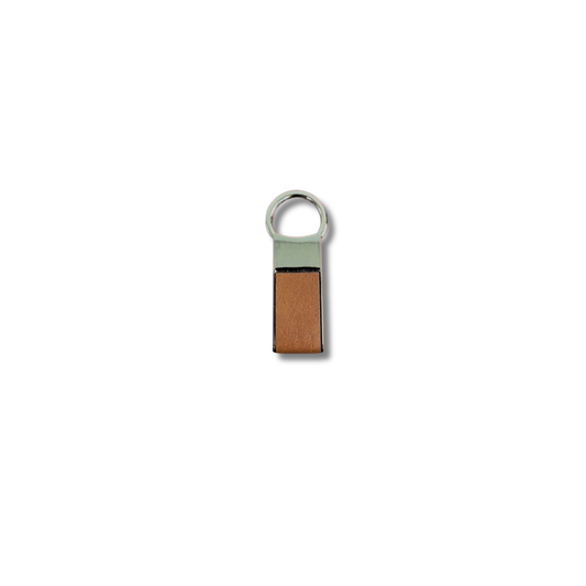 Light Brown Leatherette & Metal Keyring