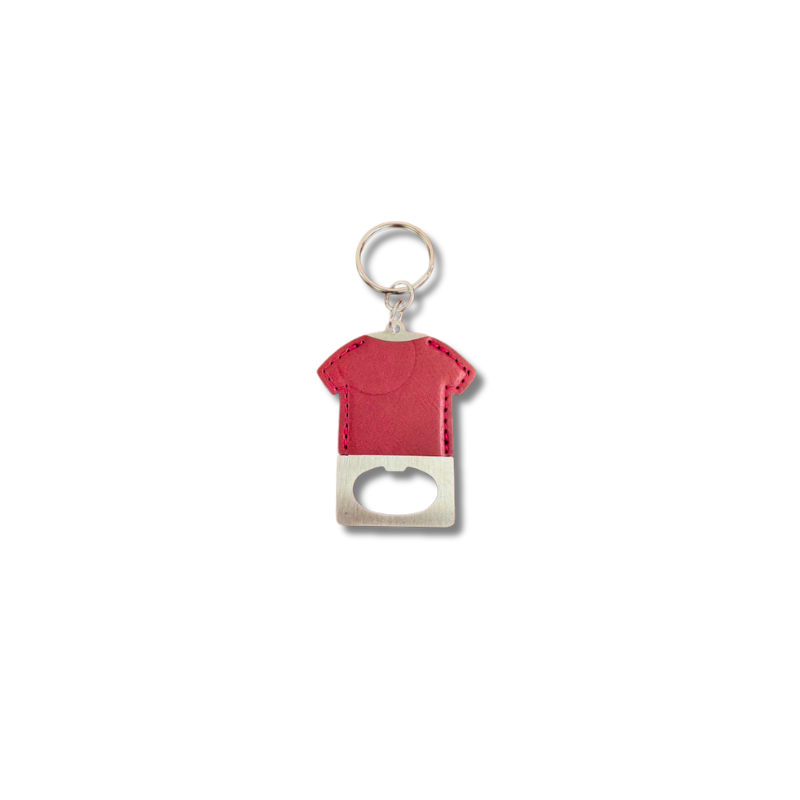 Red T-Shirt Leatherette Bottle Opener Keyring