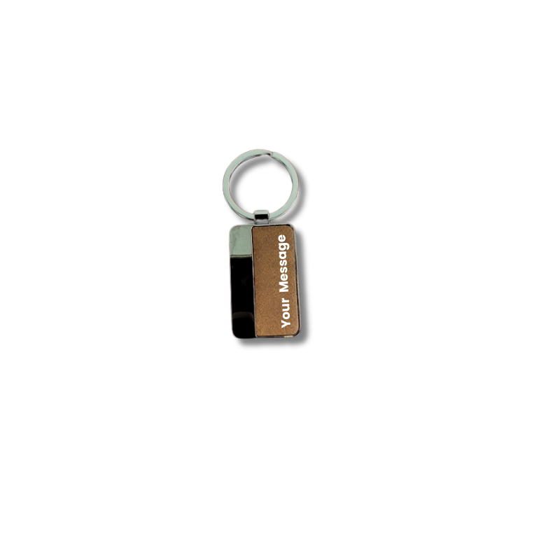 Brown Leatherette & Metal Keyring