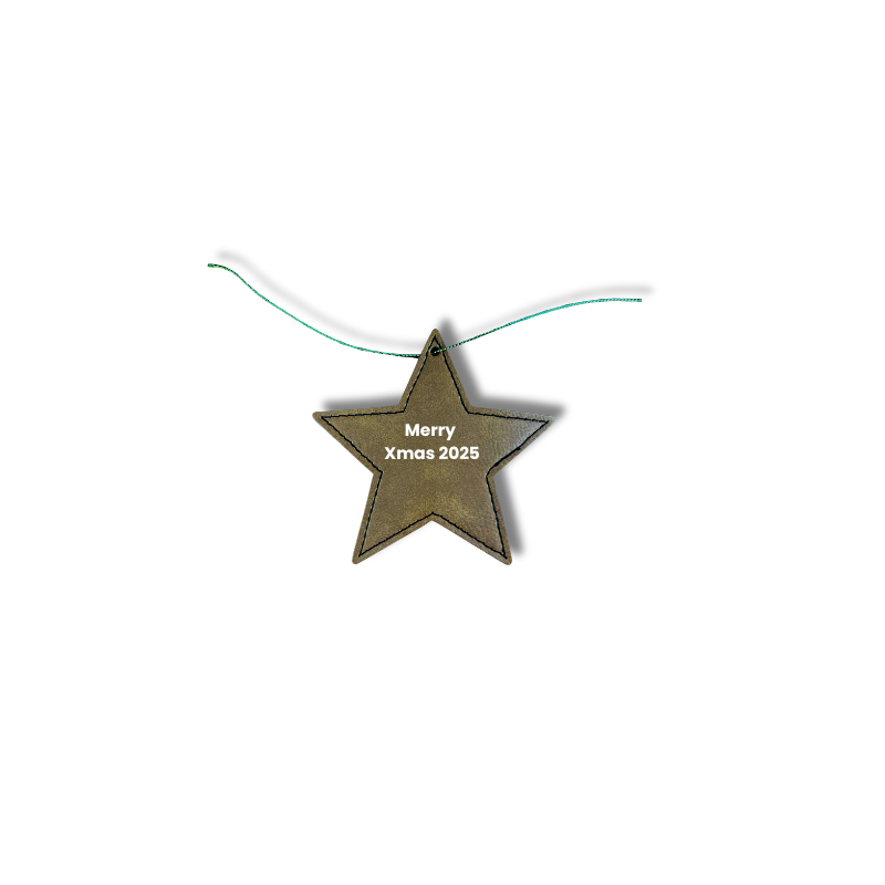 Brown Star Leatherette Christmas Ornament