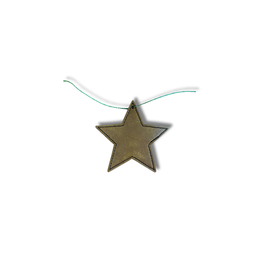 Brown Star Leatherette Christmas Ornament