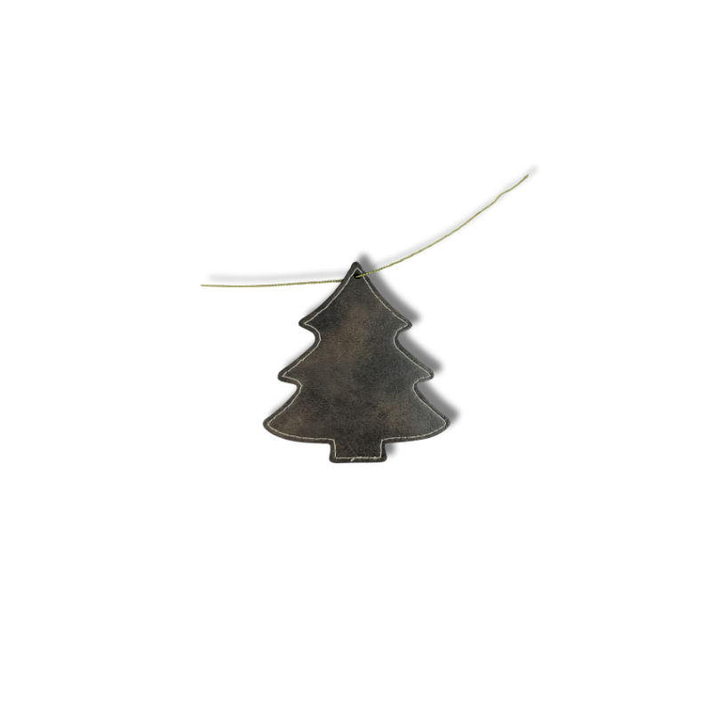 Brown Leatherette Christmas Tree Ornament