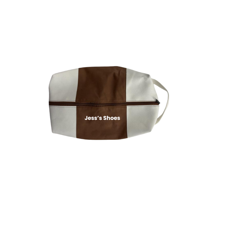 Brown and White Shoe Bag