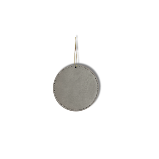 Grey Circle Leatherette Christmas Ornament