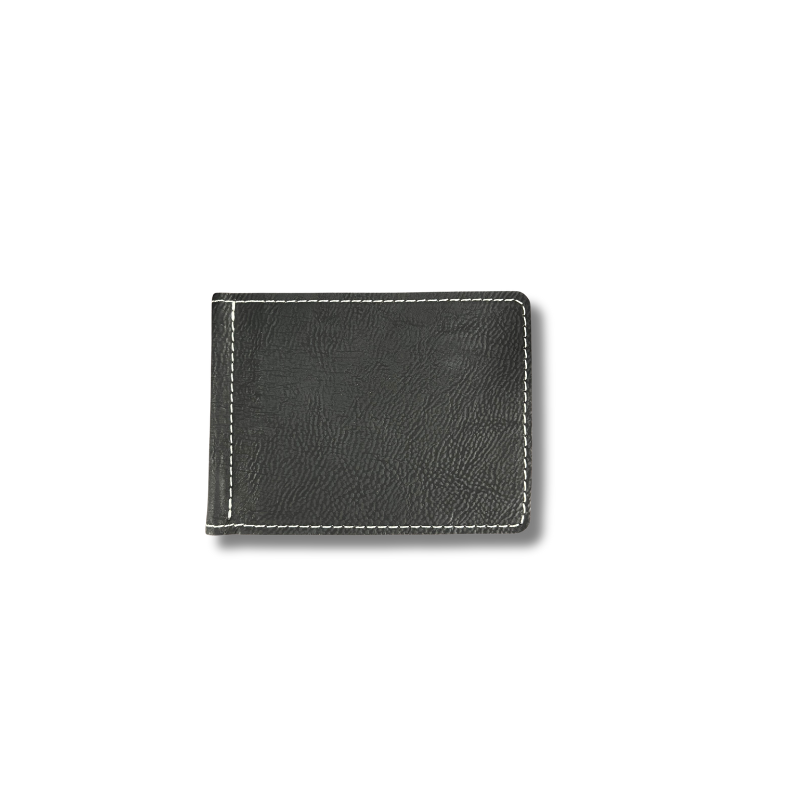 Black Leatherette Wallet with Money Clip